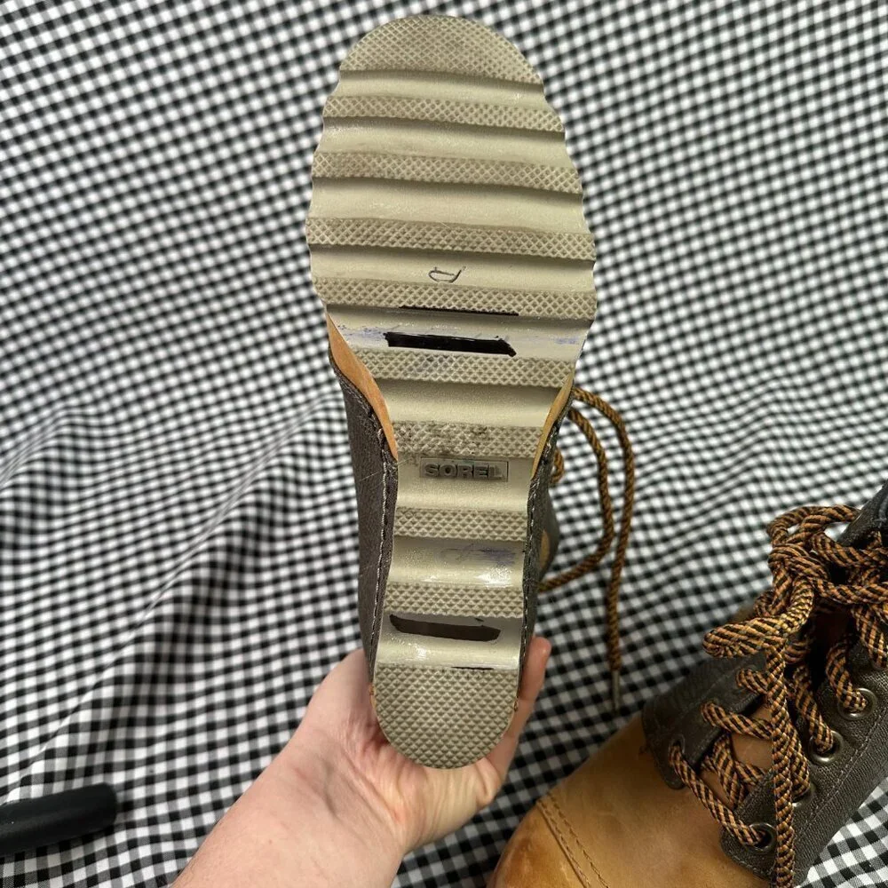 Sorel 1964 Canvas Leather Waterproof Snow Wedge Bootie Size 9 Apres Ski Winter